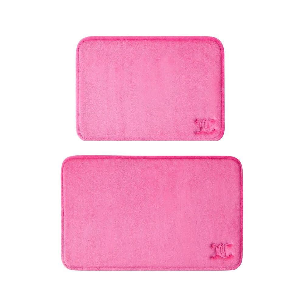 Gothic Initials Hot Pink Novelty Polyester Rectangle 2-Piece Bath Mat Set