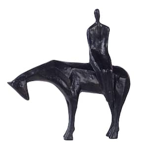 Dann Foley - Horse Riding Man Sculpture - Black Cast Iron Zinc Mold
