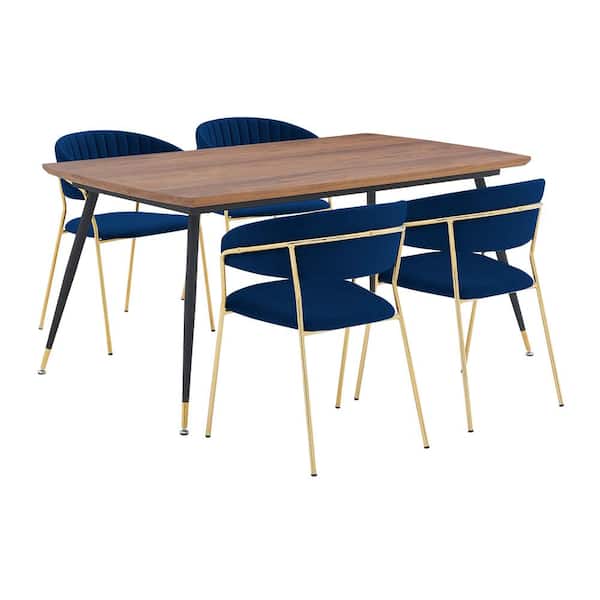 Armen Living Messina and Nara 5-Piece Rectangular Dining Set