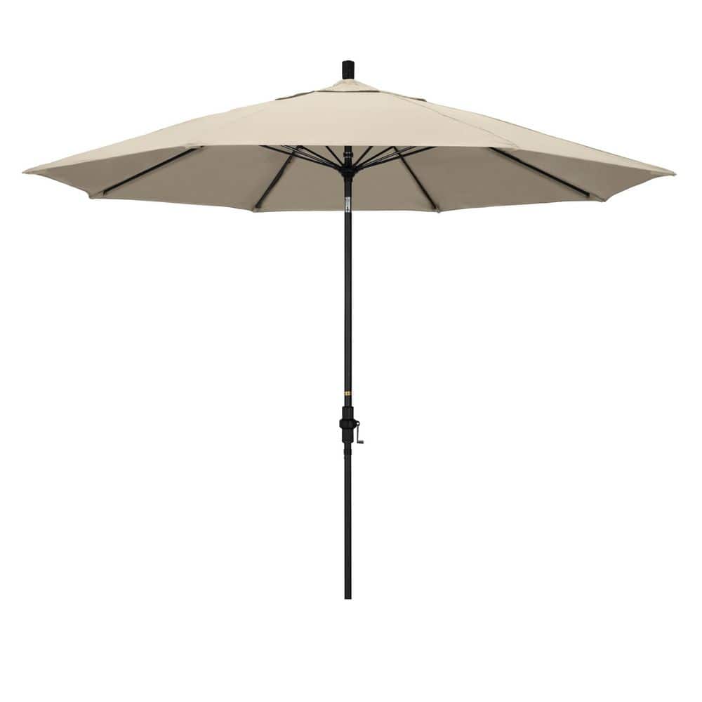 11 ft. Matted Black Aluminum Market Patio Umbrella Fiberglass Ribs Collar Tilt Crank Lift in Antique Beige Sunbrella price history on PriceWatchPro