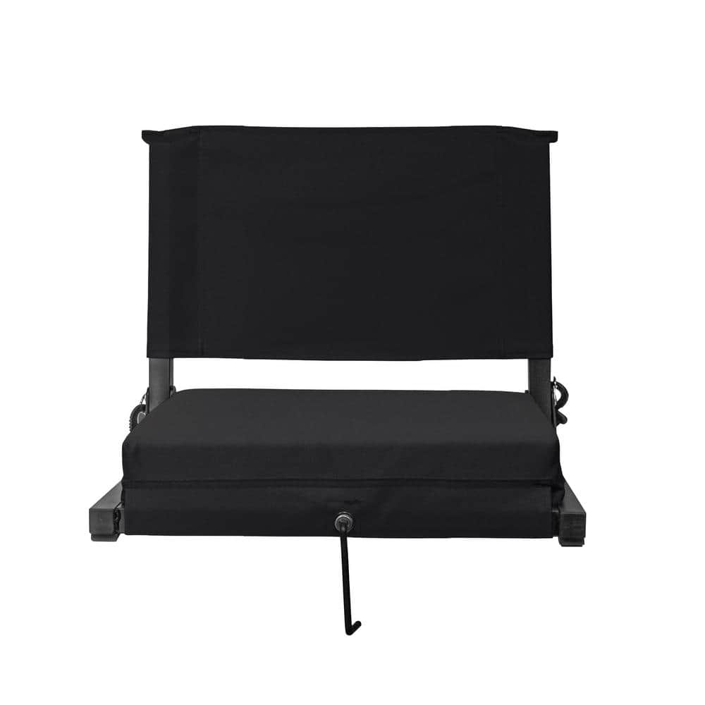 Large Black Canvas Stadium Chair with Padded Seat and Back Support