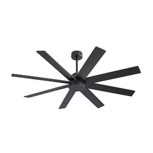60 in. 8-Plywood Blades Black Indoor Ceiling Fan with Remote