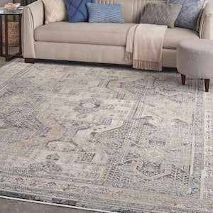 Lynx Ivory Charcoal 9 ft. x 11 ft. All-Over Design Transitional Area Rug
