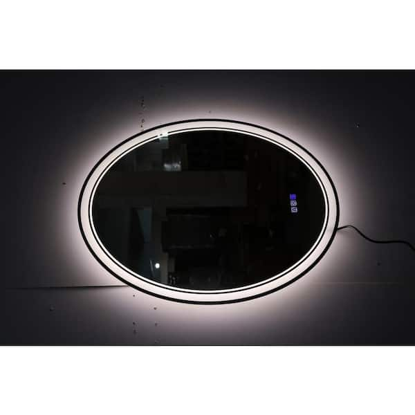 20 in. W x 28 in. H Medium Oval Frameless Anti-Fog LED Wall Bathroom Vanity Mirror Lighted Mirror