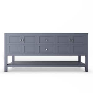 Alicia 71.25 in. W x 21.75 in. D x 32.75 in. H Bath Vanity Cabinet without Top in Matte Gray with Chrome Knobs