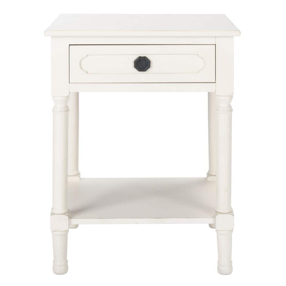 Allura Distressed White Wood 1-Drawer Accent Table