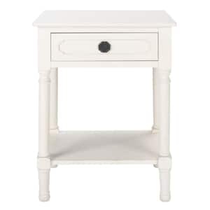 Allura 19 in. Rustic White Rectangle Wood Storage End Table