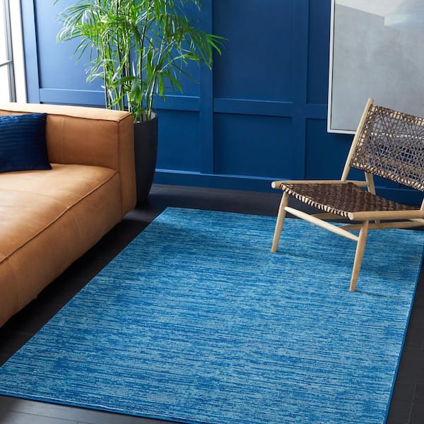 Vision Blue 2 ft. x 4 ft. Solid Marle Area Rug