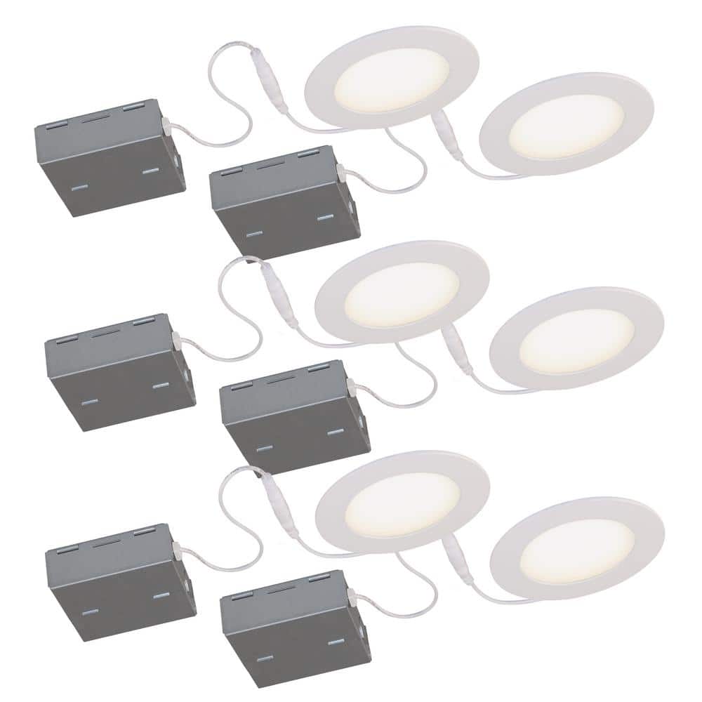 Ultra Thin White Integrated LED Recessed Light Kit, 4-inch, 6-Pack