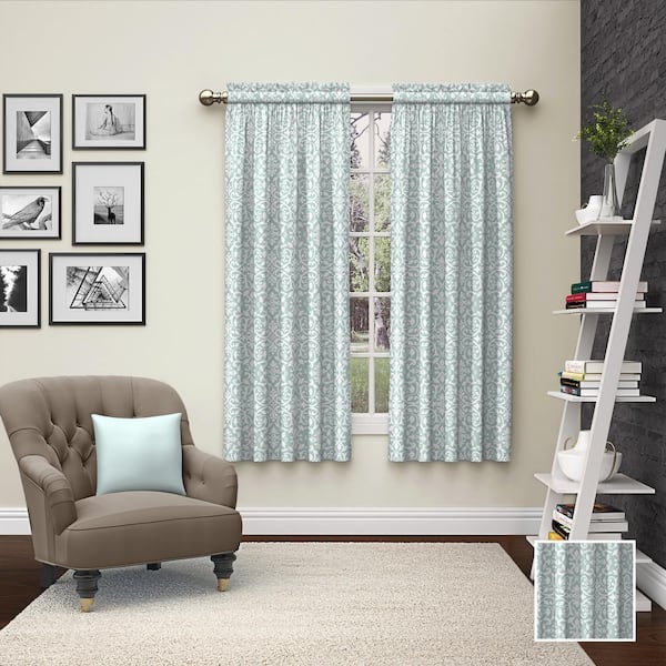 Pairs to Go Pinkney Window Curtain Panels in Mist - 56 in. W x 63 in. L (2-Pack)