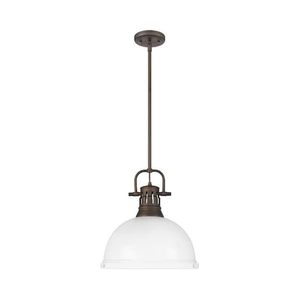 Golden Lighting Duncan 100-Watt 1-Light Rubbed Bronze Pendant Light with Steel Shade