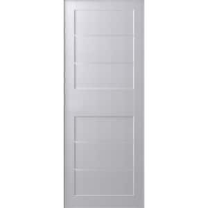 36 in. x 80 in. Liah Bianco Noble Frosted Glass 4 Lite Solid Core Wood Composite Interior Door Slab No Bore