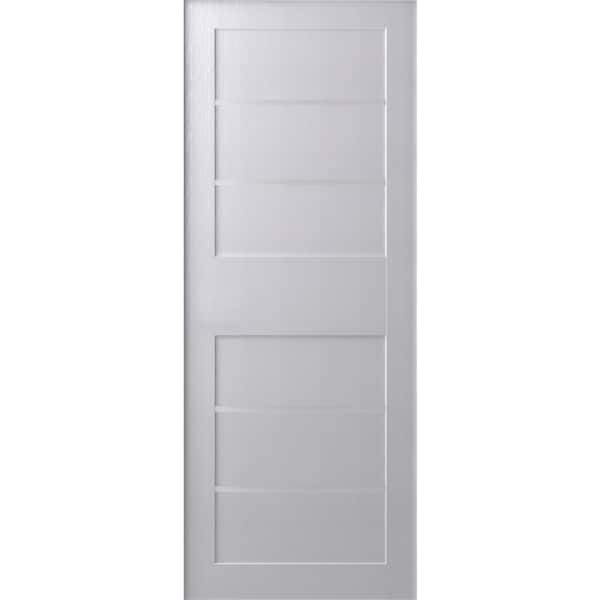 Belldinni 18 in. x 80 in. Liah Bianco Noble Finished Frosted Glass 4-Lite Solid Core Wood Composite Interior Door Slab No Bore