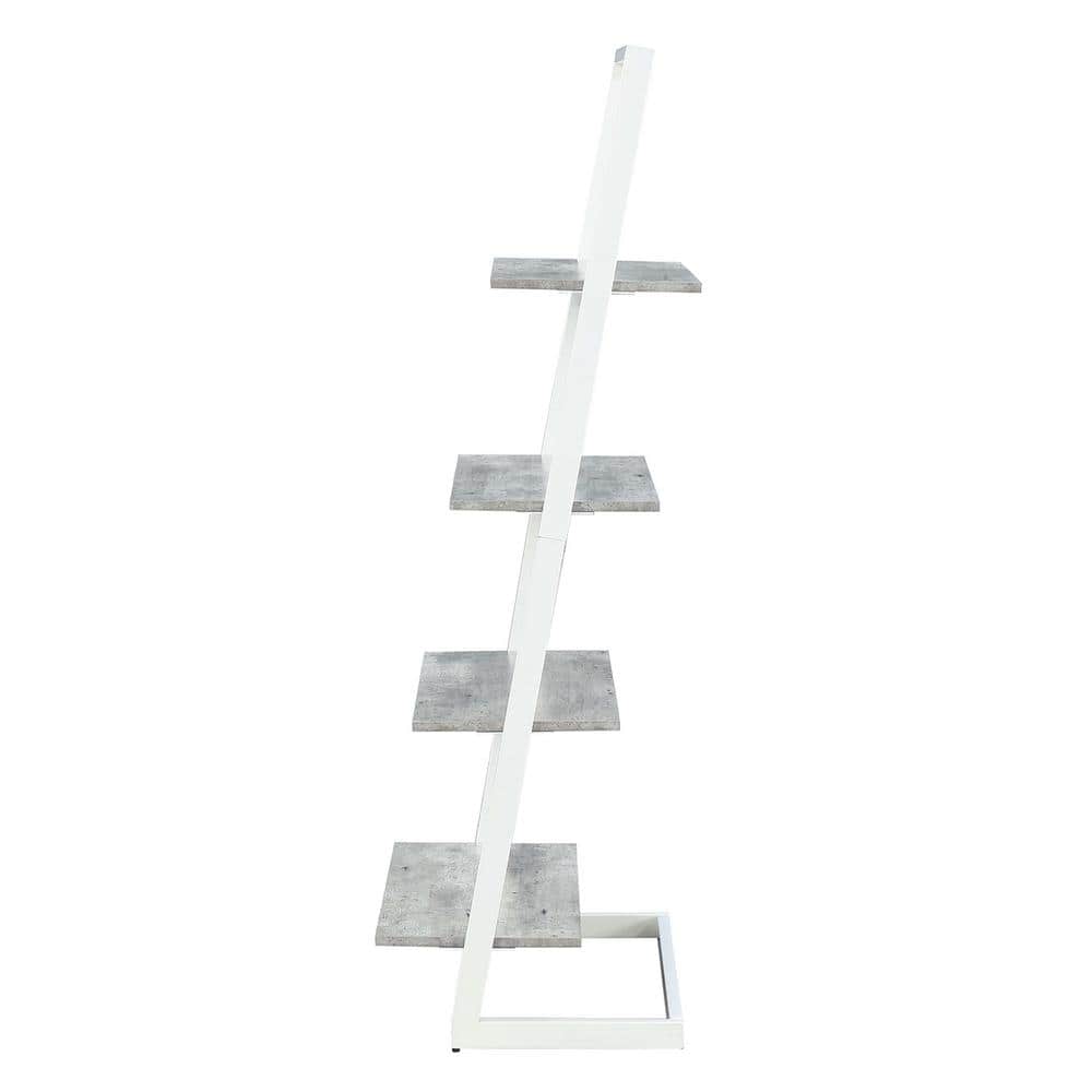 Beige 57" Industrial Ladder Bookcase with Metal Frame