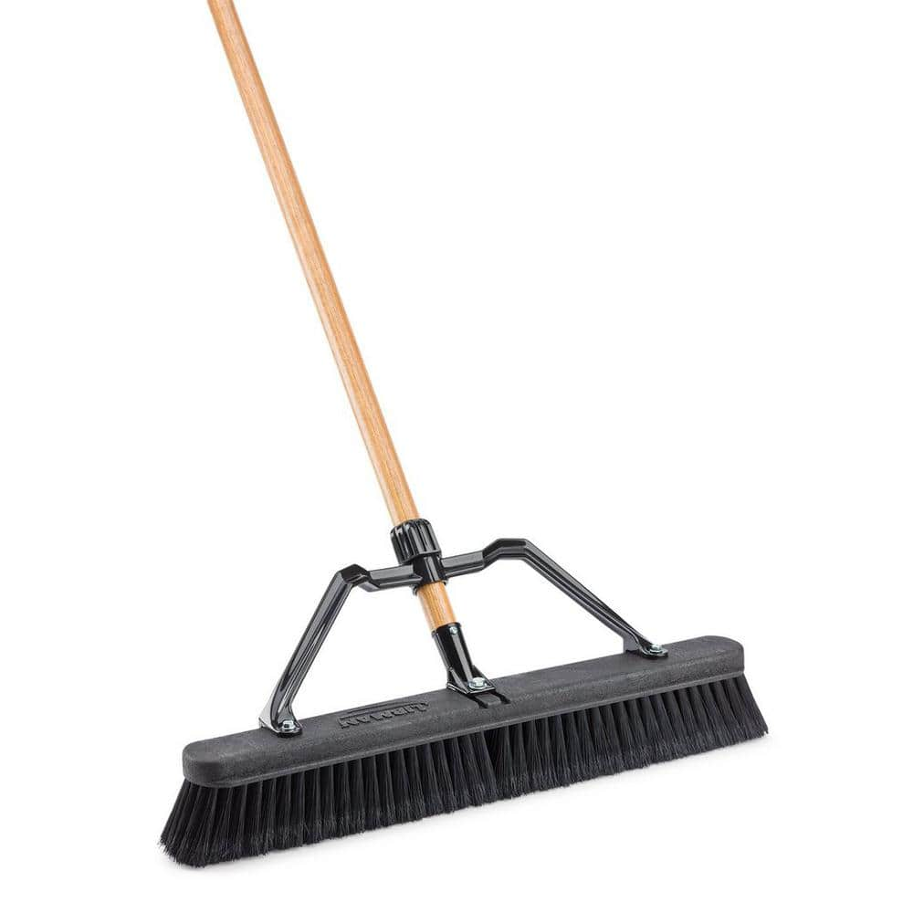 Libman 24 in. High Power Smooth Surface Industrial Grade Push Broom with 60 in. Wood Handle and Brace