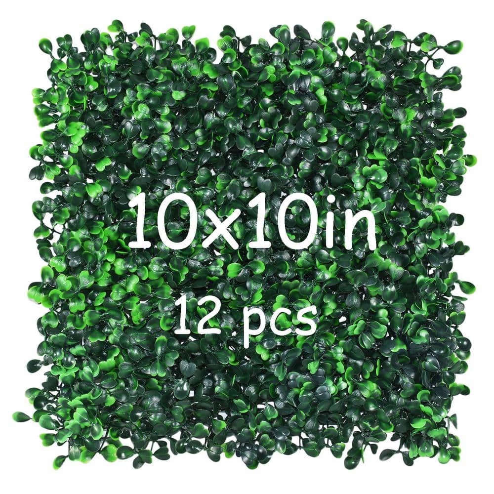 10 in. x 10 in. Artificial Boxwood Hedge Panels Faux Grass Wall Artificial 
