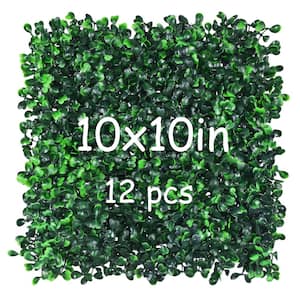 10 in. x 10 in. Artificial Boxwood Hedge Panels Faux Grass Wall Artificial Grass Wall Panels 12-Pieces