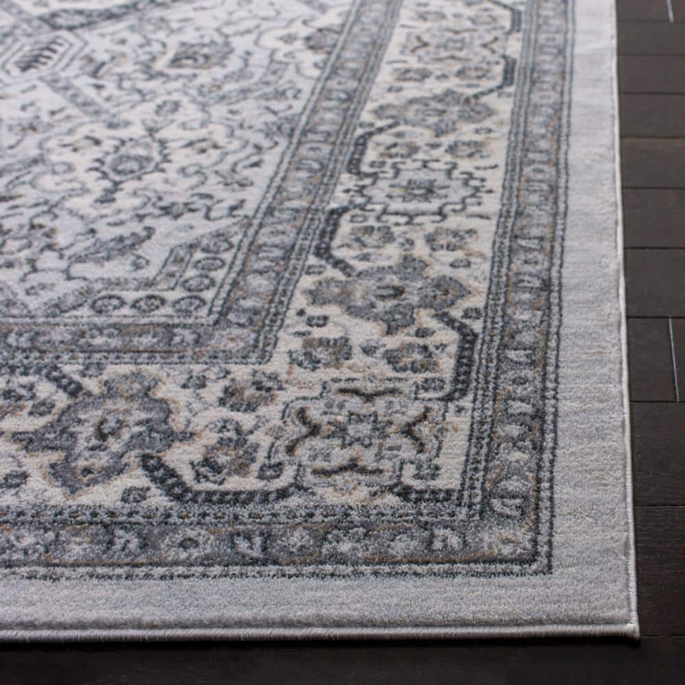 Elegant Isabella 36"x60" Gray and Cream Synthetic Area Rug