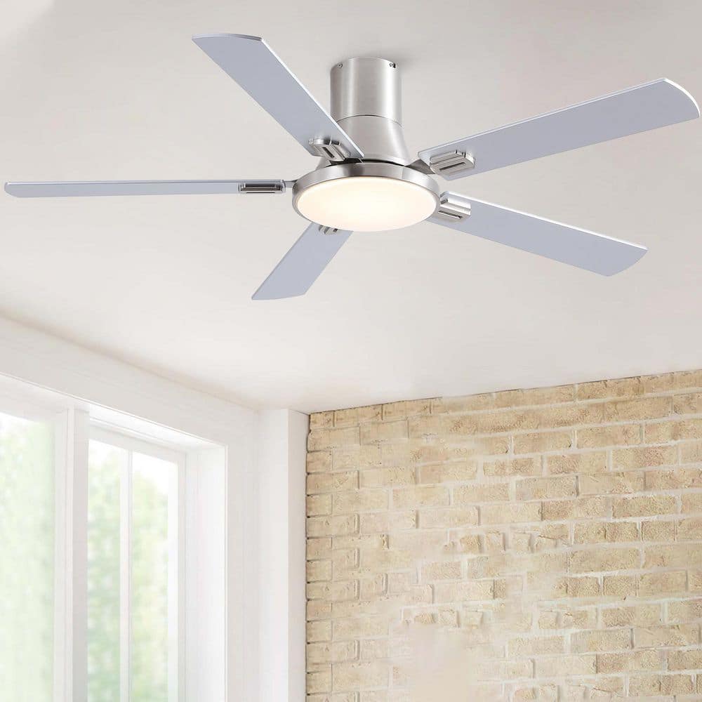 Hushine 2-pack 52 in. Indoor Nickel Flush Mount Standard Ceiling Fan with Light, Reversible Blades and Remote Included price history on PriceWatchPro