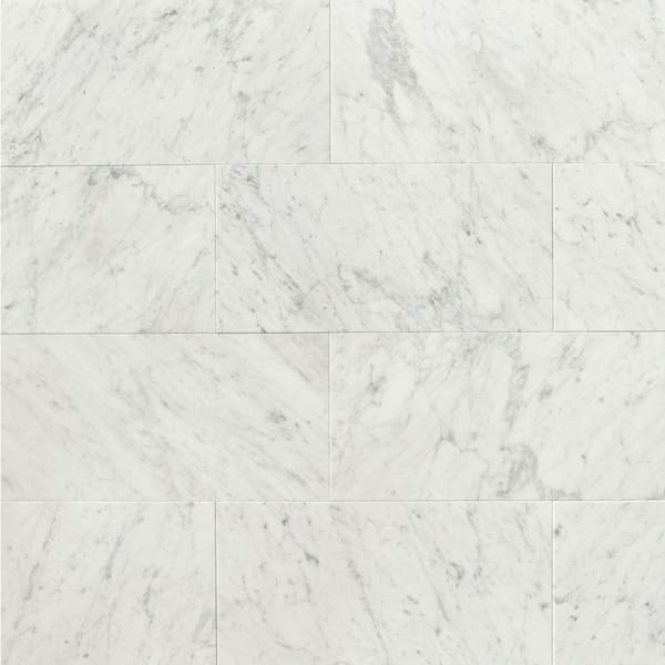 White Carrara Honed Marble 12 in. x 24 in. Floor & Wall Tile (10 sq. ft. /Case)