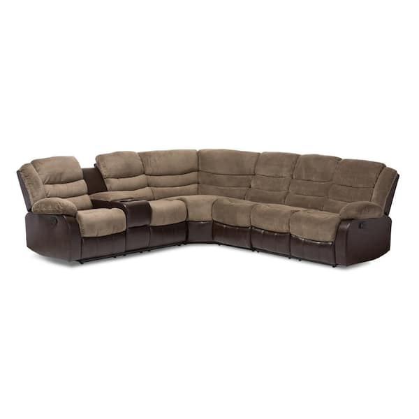 Baxton Studio Robinson 4 Piece Taupe Fabric 6 Seater L Shaped