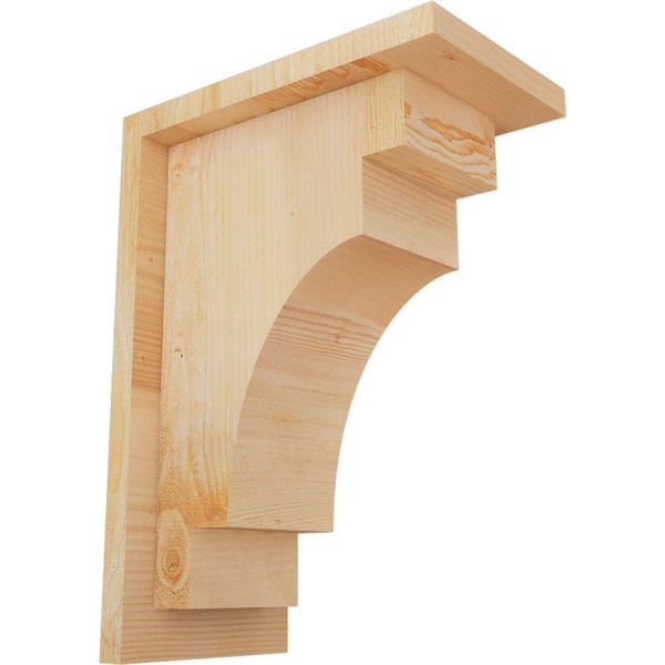 Ekena Millwork 6 in. x 10 in. x 14 in. Douglas Fir Mediterranean Rough Sawn Corbel with Backplate