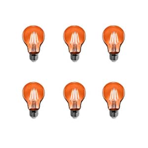 25-Watt Equivalent A19 Dimmable Filament Orange Colored Glass E26 Medium Base LED Light Bulb (6-Pack)