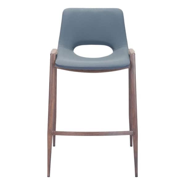 HomeRoots 25.6 in. Gray Low Back Metal Counter Height Bar Chair with Upholstery Seat Set of 2