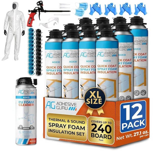 AG930S Insulation Foam Set-12 Pack Spray Foam Sealant (32.8 oz. ) and Foam Cleaner and Foam Gun Thermal-Sound Insulation