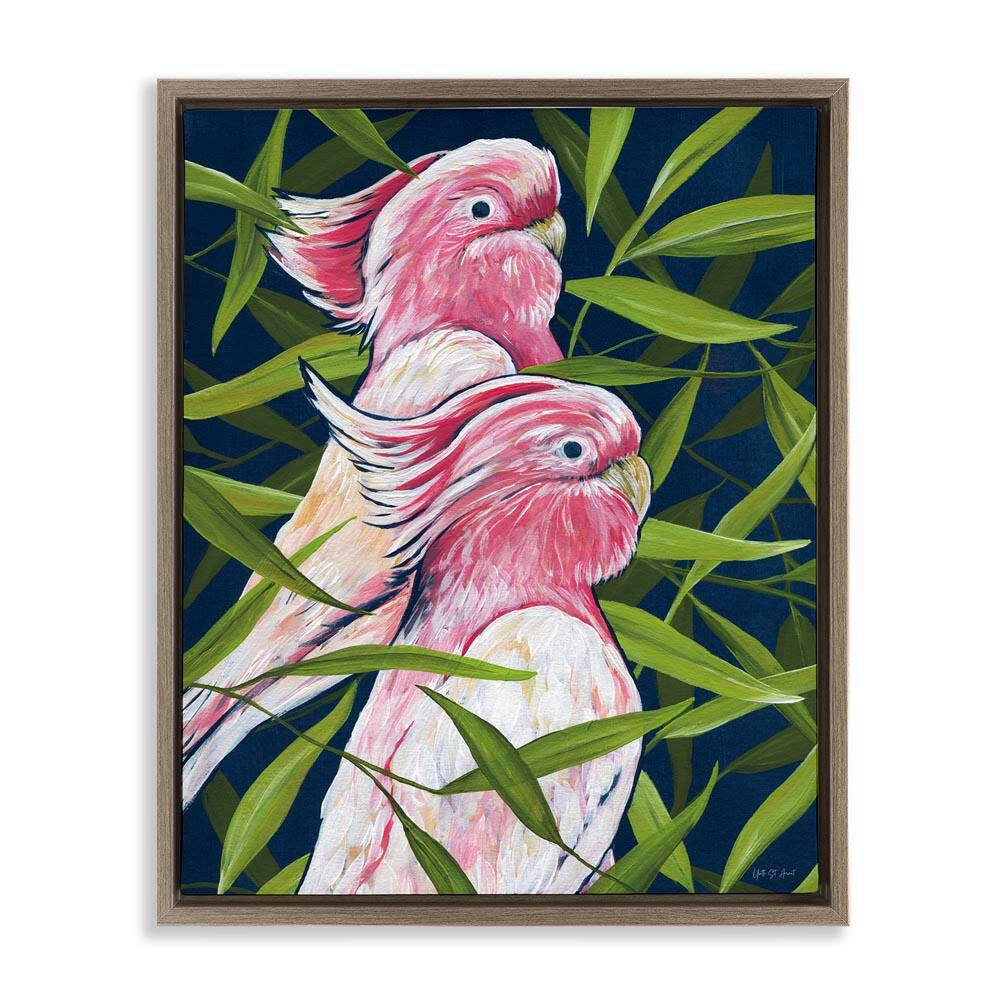 Tropical Paradise Cockatoo by Yvette St. Amant Brown Floater Frame Animal Graphic Art Print 21 in. x 17 in. price history on PriceWatchPro