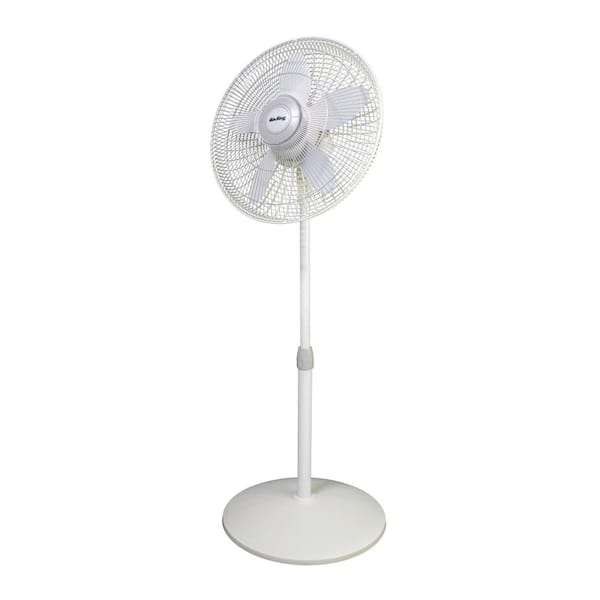 Air King 18 in. 3 Speed Oscillating Pedestal Fan with Adjustable Height, Commerical Grade Air Movement, and 3-Prong Cord in White