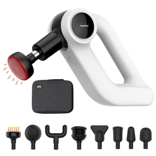 Aoibox Durable 4-Speed Plastic Handheld Body Massager with Heat and 8 Interchangeable Heads in White