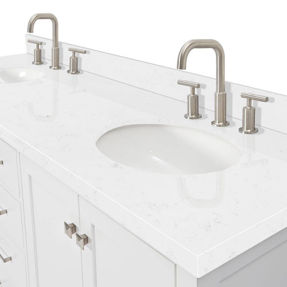 Cambridge 72" White Wood Double Sink Vanity with Quartz Top