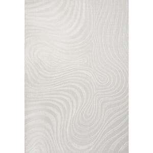 Maribo Abstract Groovy Striped Cream/Ivory 4 ft. x 6 ft. Area Rug