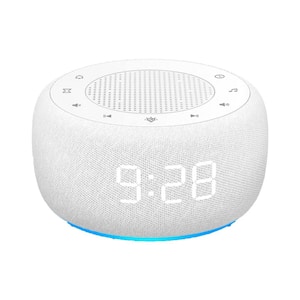 2 in 1 White Digital Acrylonitrile Butadiene Styren Lighted Table Alarm Clock and Sound Machine