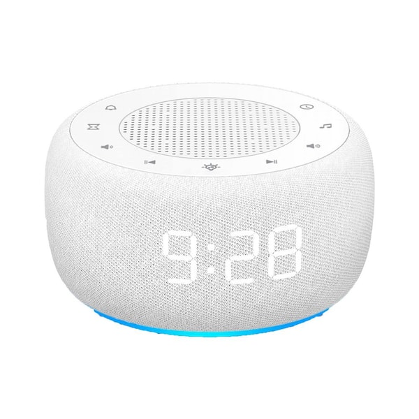 Afoxsos 2 in 1 White Digital Acrylonitrile Butadiene Styren Lighted Table Alarm Clock and Sound Machine