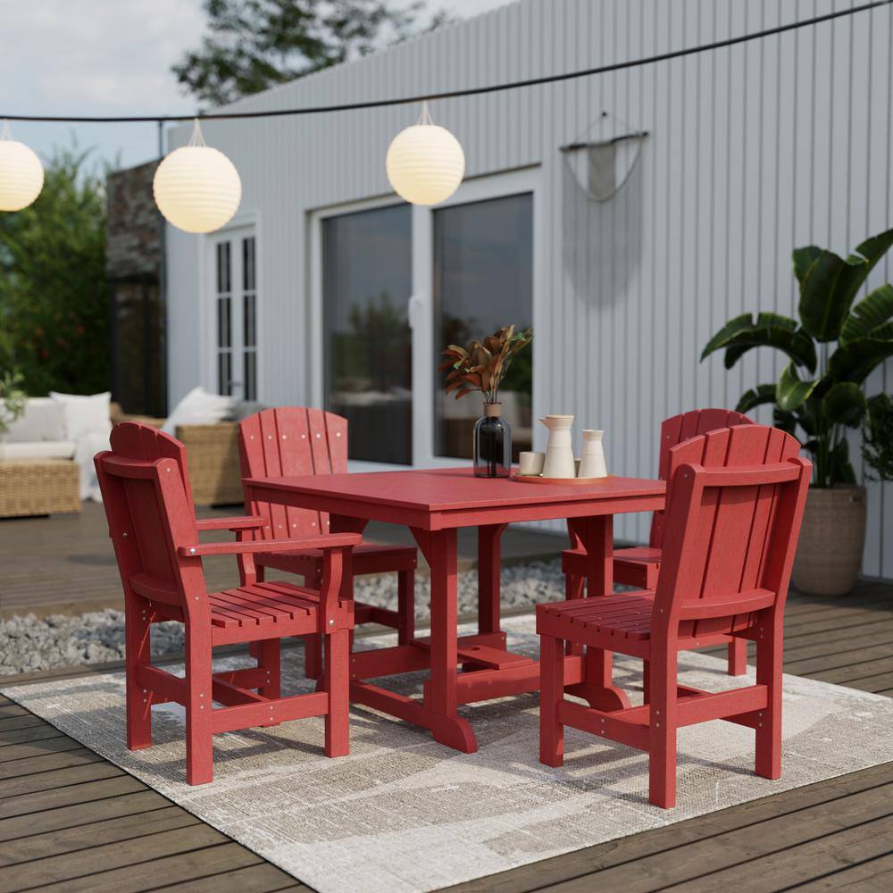 Heritage Cardinal Red 5-Piece HDPE Outdoor Dining Set