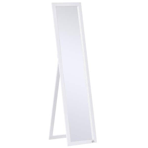 White 14.5 in. W x 60.8 in. H Rectangle MDF Full Length Mirror Freestanding, Wall Mounted Dress Mirror for Bedroom