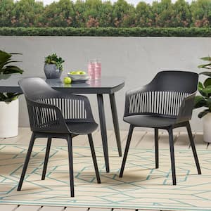 Dahlia Black Plastic Outdoor Dining Chair (2-Pack)