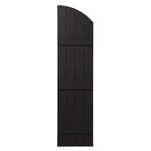 15 in. x 61 in. Polypropylene Plastic Arch Top Closed Board and Batten Shutters Pair in Peppercorn