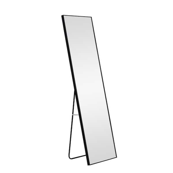 Unbranded Black 23 in. W x 65 in. H Rectangle Metal Full Length Mirror Wall-Mounted or Floor Standing for Home Decor, Bedroom