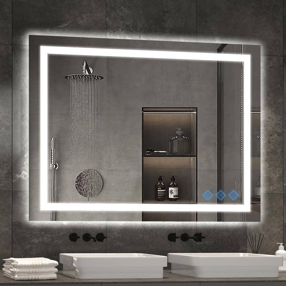FAMYYT 48 in. W x 36 in. H Rectangular Anti-Fog Dimmable LED Light