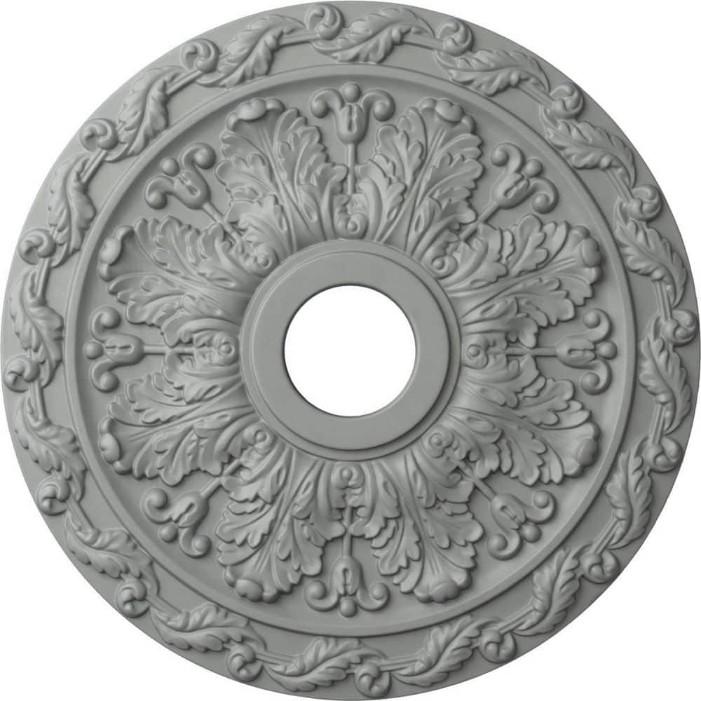 Primed White Spring Leaf Polyurethane Ceiling Medallion