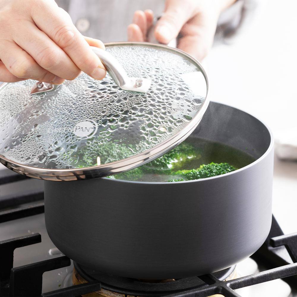 Gray Aluminum Nonstick 1QT and 2QT Saucepan Set