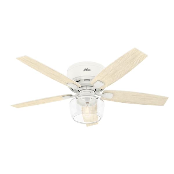 Hunter Bennett 52 in. Indoor Matte White LED Low Profile Ceiling Fan with Light and Handheld Remote Control