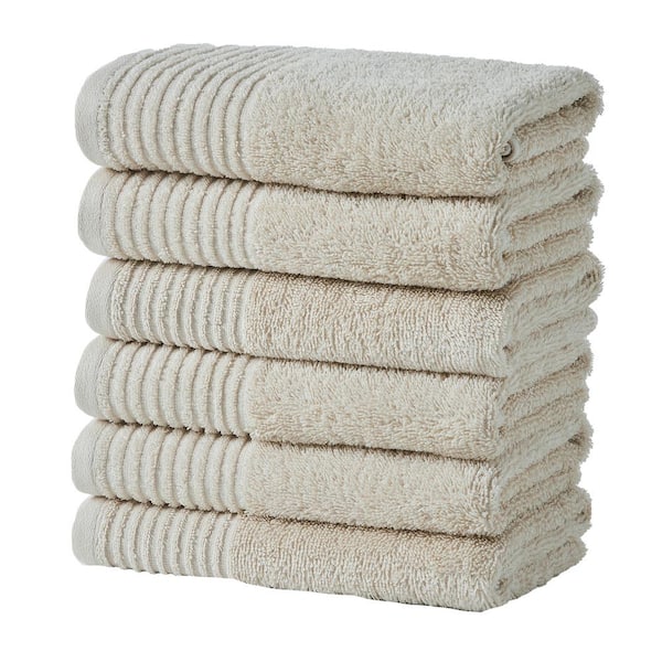 FRESHFOLDS Off-White Featherspun Cotton Ultra Soft-6 Pack Hand Towel Set