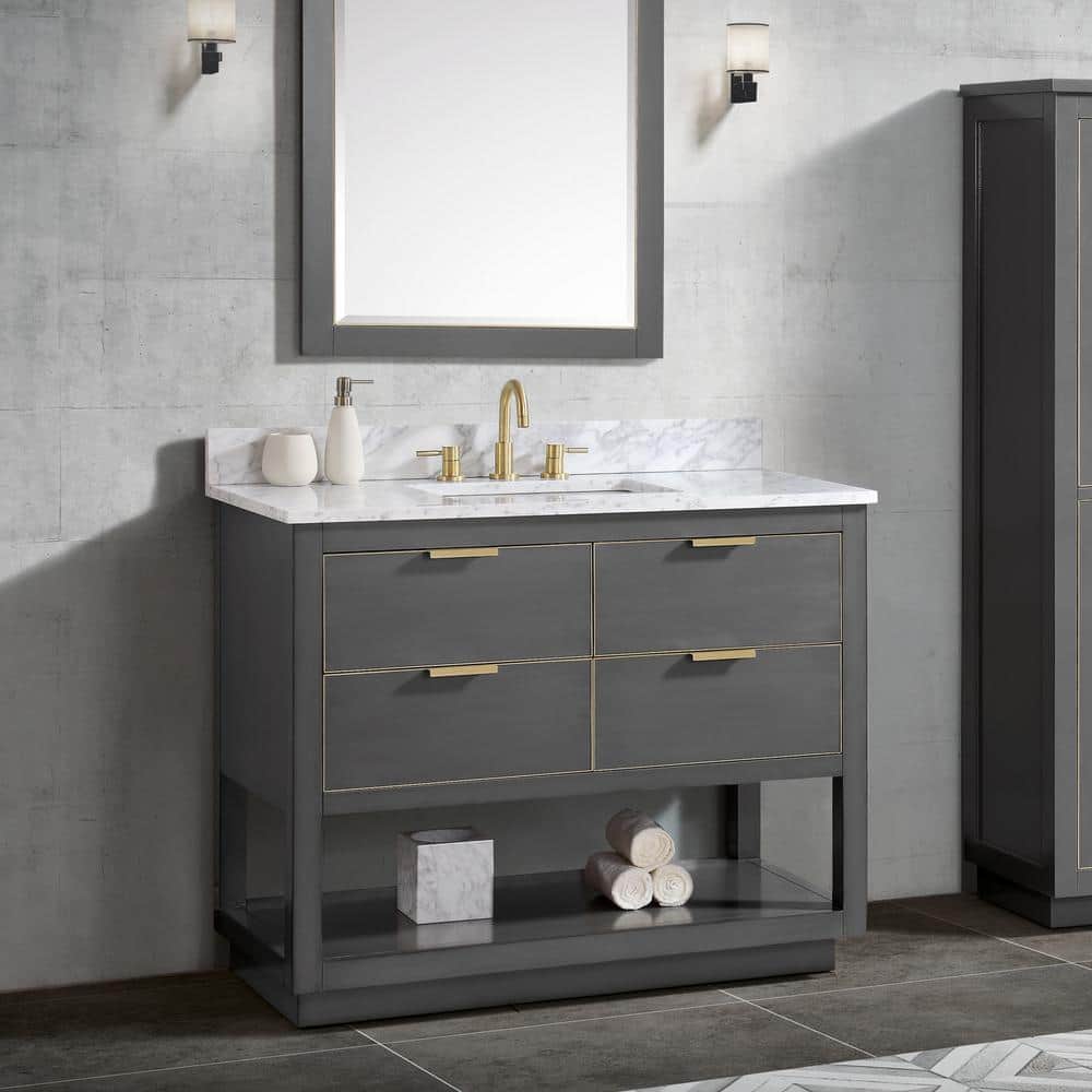 Twilight Gray 42" Freestanding Vanity with Marble Top