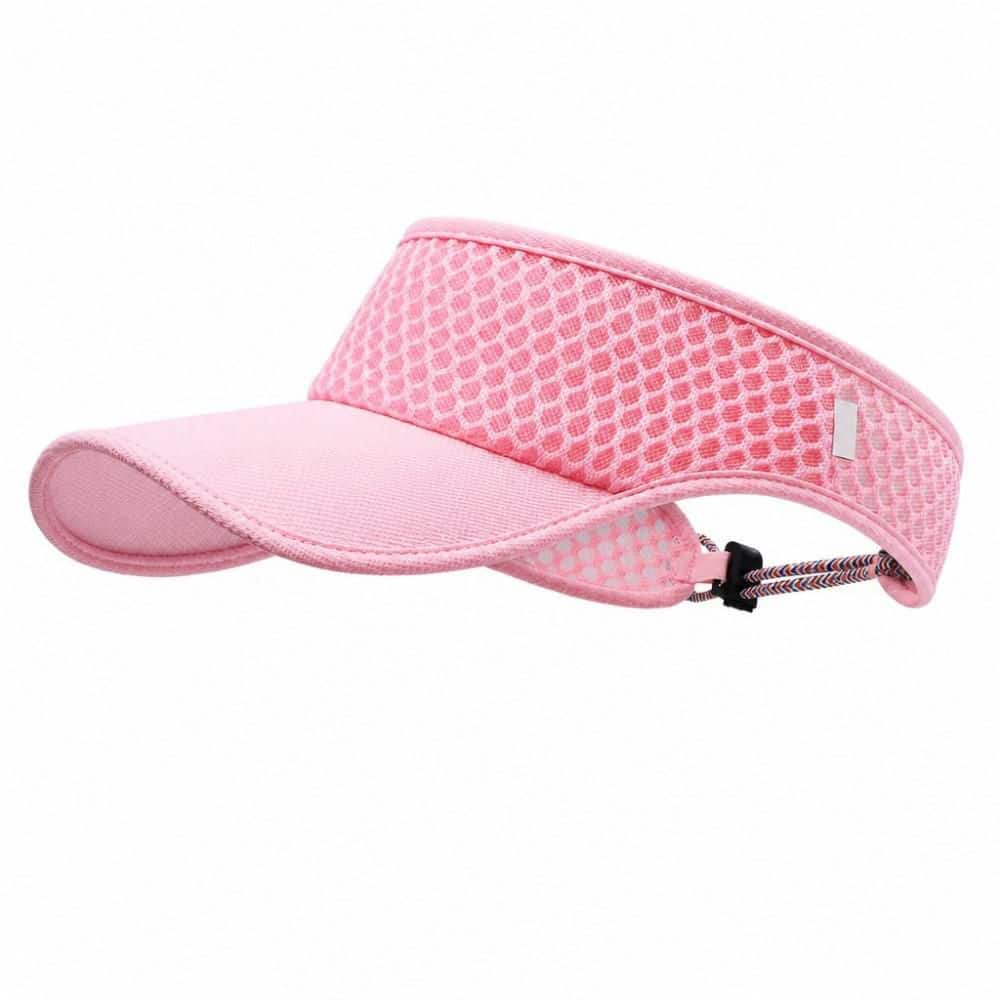 Wide Brim Quick Dry, Open Top Sun Visor Hat (1-Pack), Lightweight Adjustable UV Protection Cap for Golf Tennis, Pink