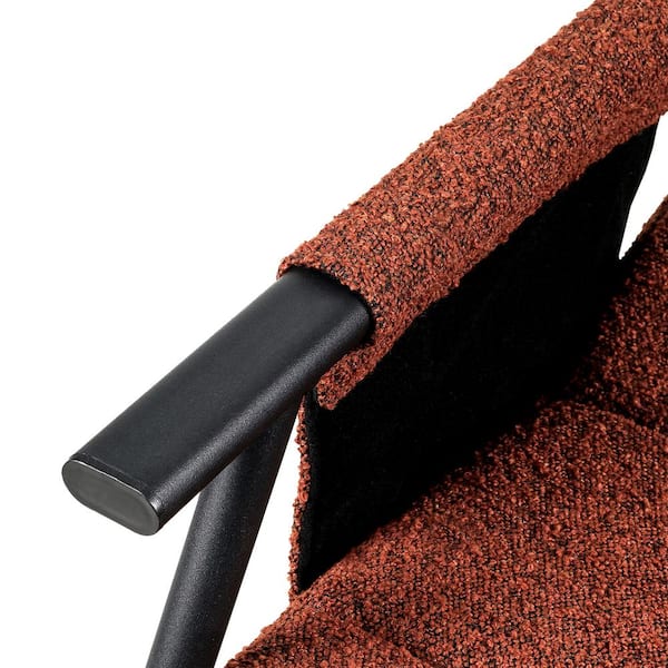 Outdoor Rocking Chair, Teddy Fabric Upholstered Patio Rocking Chair with Storage Bag, Coffee Outdoor Rocker