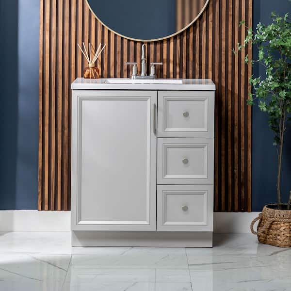 Bannon 31 in. Single Sink Pearl Gray Freestanding Bath Vanity with Granite-Look Colorpoint White Cultured Marble Top